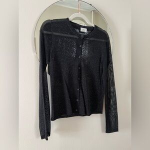 Wilfred Aritzia sheer black sparkly cardigan size XS